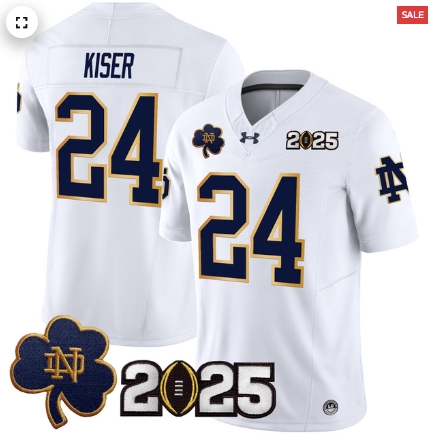 Notre Dame Fighting Irish 2025 CFP Final Patch Vapor Limited Custom Jersey - All Stitched White Jack Kiser