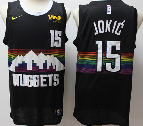 Nuggets 15 Nikola Jokic Black 2019-20 City Edition Nike Swingman Jersey