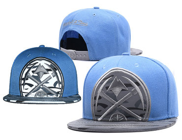 Nuggets Team Logo Blue Reflective Mitchell & Ness Adjustable Hat GS