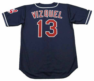 OMAR VIZQUEL Cleveland Indians 1997 Majestic Throwback Alternate Baseball Jersey
