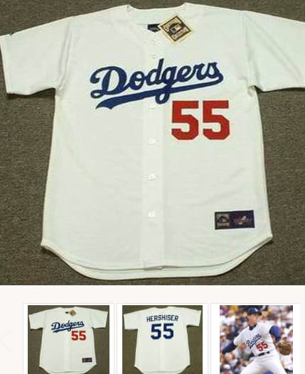 OREL HERSHISER Los Angeles Dodgers 1988 Home Majestic Throwback Baseball Jersey