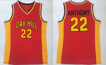 Oak Hill 22 Carmelo Anthony Red High School Basketball Jersey