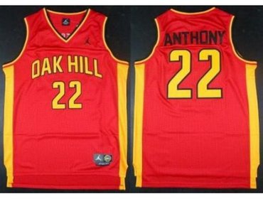 Oak Hill Academy High School 22 Carmelo Anthony Red Swingman Basketball Jerseys
