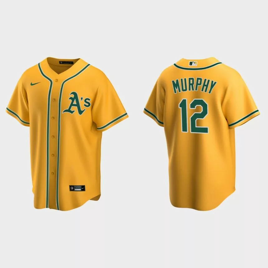 Oakland Athletics #12 Sean Murphy Replica Alternate Jersey – Gold
