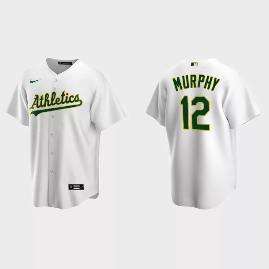 Oakland Athletics #12 Sean Murphy Replica Home Jersey – White