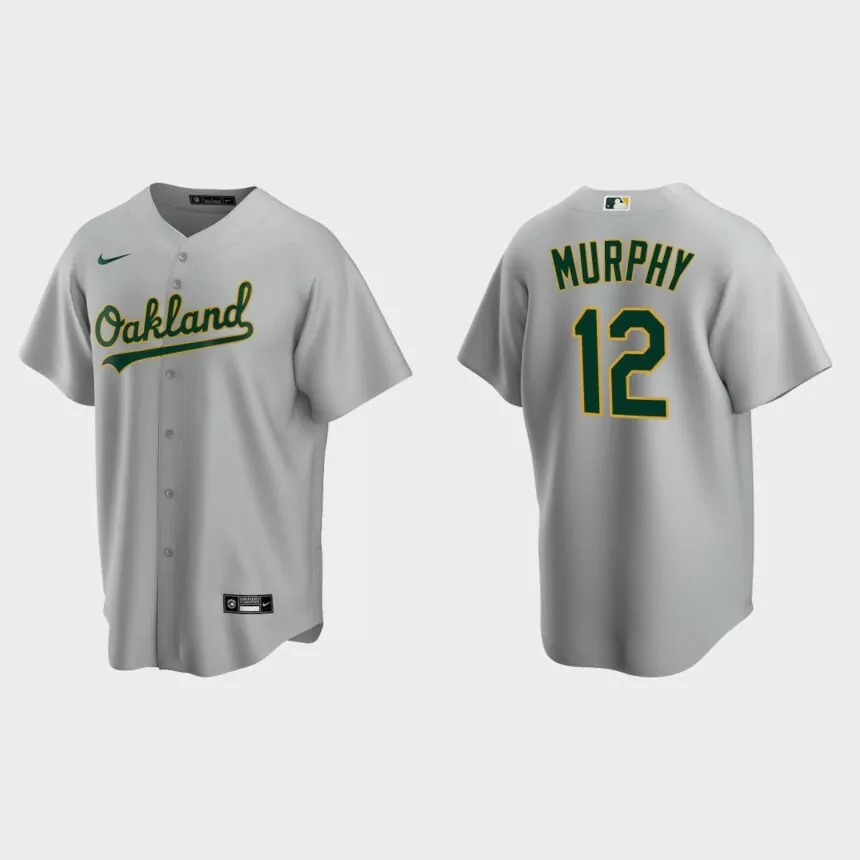 Oakland Athletics #12 Sean Murphy Replica Road Jersey – Gray
