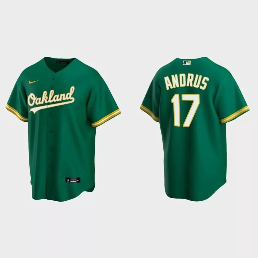 Oakland Athletics #17 Elvis Andrus Replica Alternate Jersey – Kelly Green