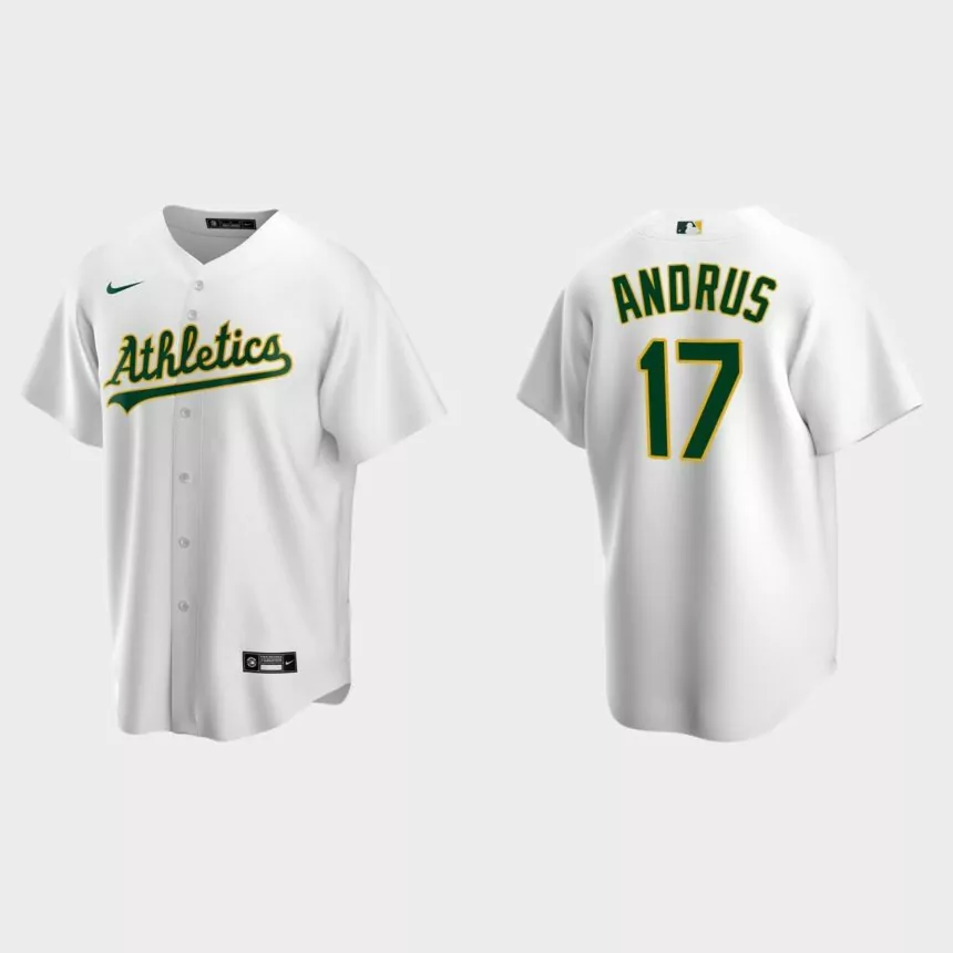Oakland Athletics #17 Elvis Andrus Replica Home Jersey – White