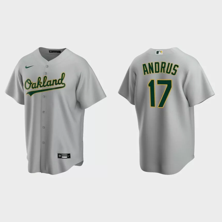 Oakland Athletics #17 Elvis Andrus Replica Road Jersey – Gray