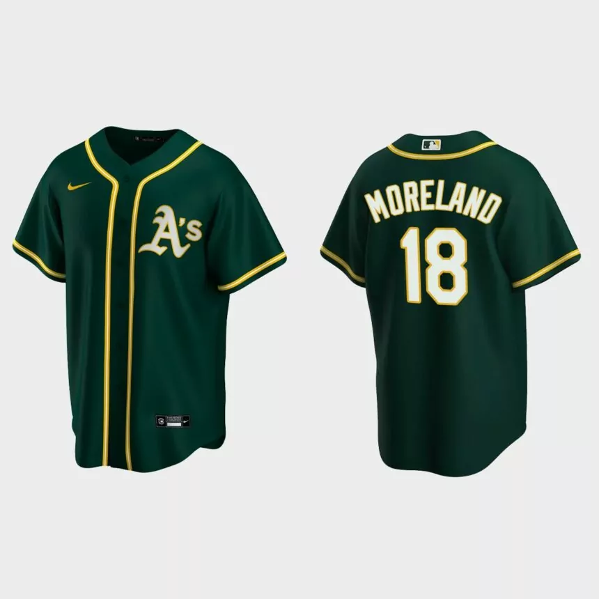 Oakland Athletics #18 Mitch Moreland Replica Alternate Jersey – Green