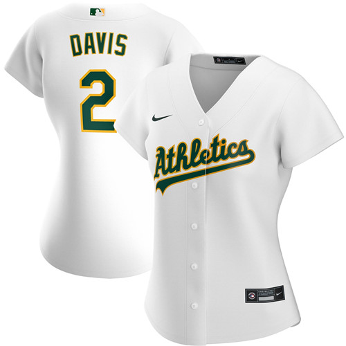 Oakland Athletics #2 Khris Davis Nike Women's Home 2020 MLB Player Jersey White