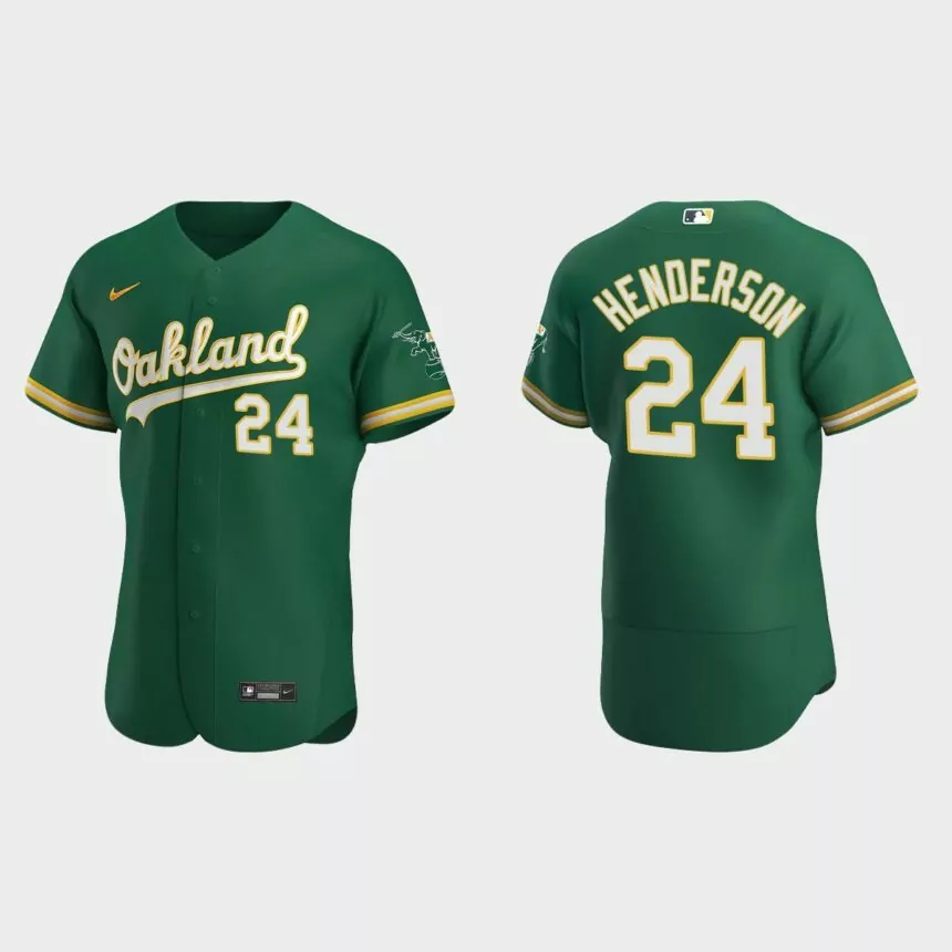 Oakland Athletics #24 Rickey Henderson 2020 Alternate Authentic Jersey – Kelly Green