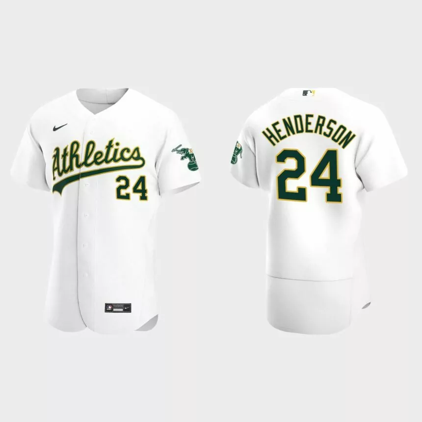 Oakland Athletics #24 Rickey Henderson 2020 Home Authentic Jersey – White