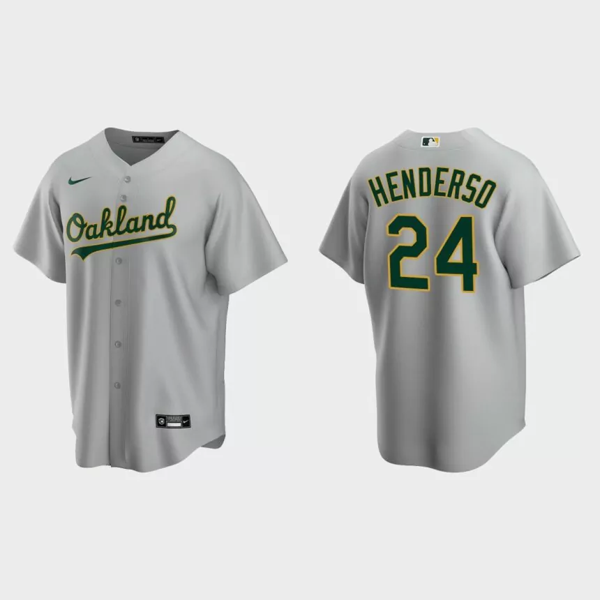 Oakland Athletics #24 Rickey Henderson Gray 2020 Replica Road Jersey