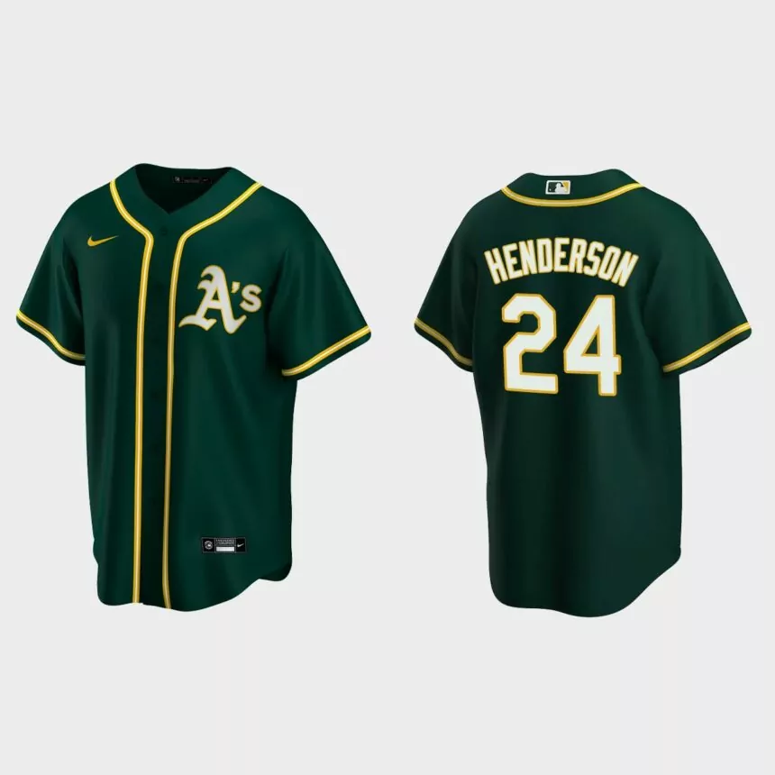 Oakland Athletics #24 Rickey Henderson Green 2020 Replica Alternate Jersey