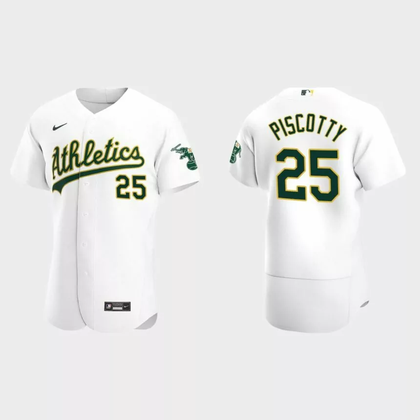Oakland Athletics #25 Stephen Piscotty 2020 Home Authentic Jersey – White
