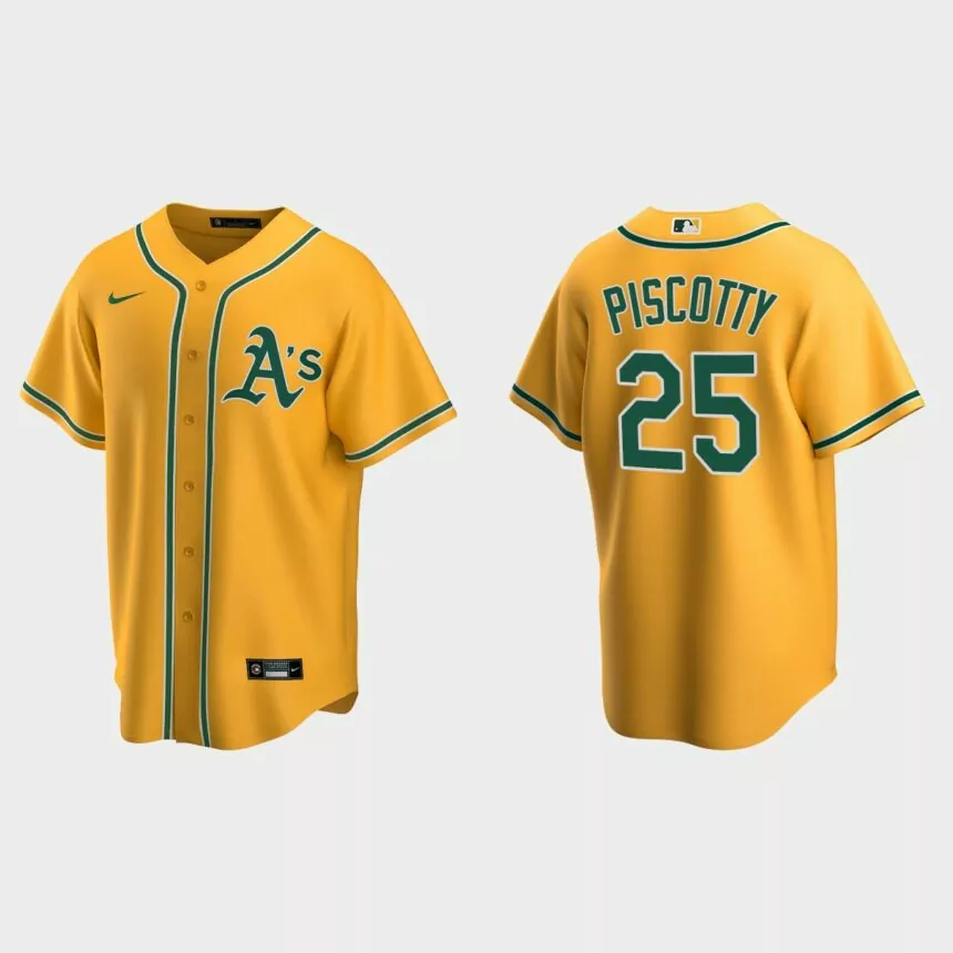 Oakland Athletics #25 Stephen Piscotty Gold 2020 Replica Alternate Jersey