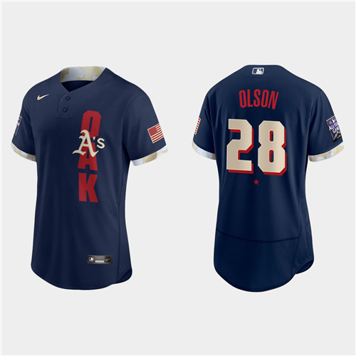 Oakland Athletics #28 Matt Olson 2021 Mlb All Star Game Authentic Navy Jersey