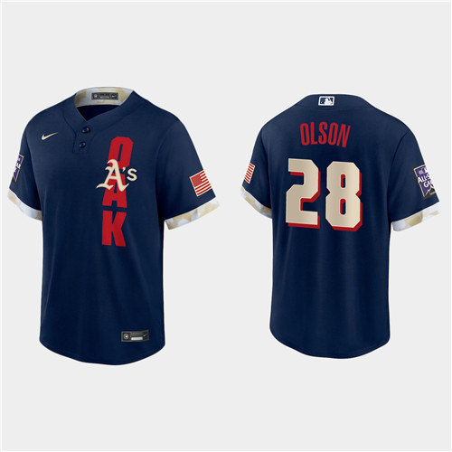 Oakland Athletics #28 Matt Olson 2021 Mlb All Star Game Fan's Version Navy Jersey
