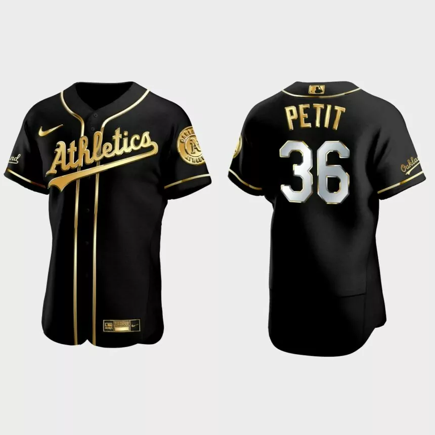Oakland Athletics #36 Yusmeiro Petit Golden Edition Authentic Jersey – Black