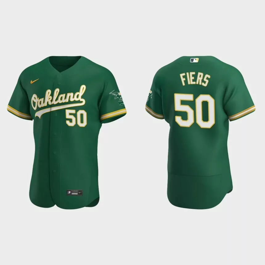 Oakland Athletics #50 Mike Fiers 2020 Alternate Authentic Jersey – Kelly Green