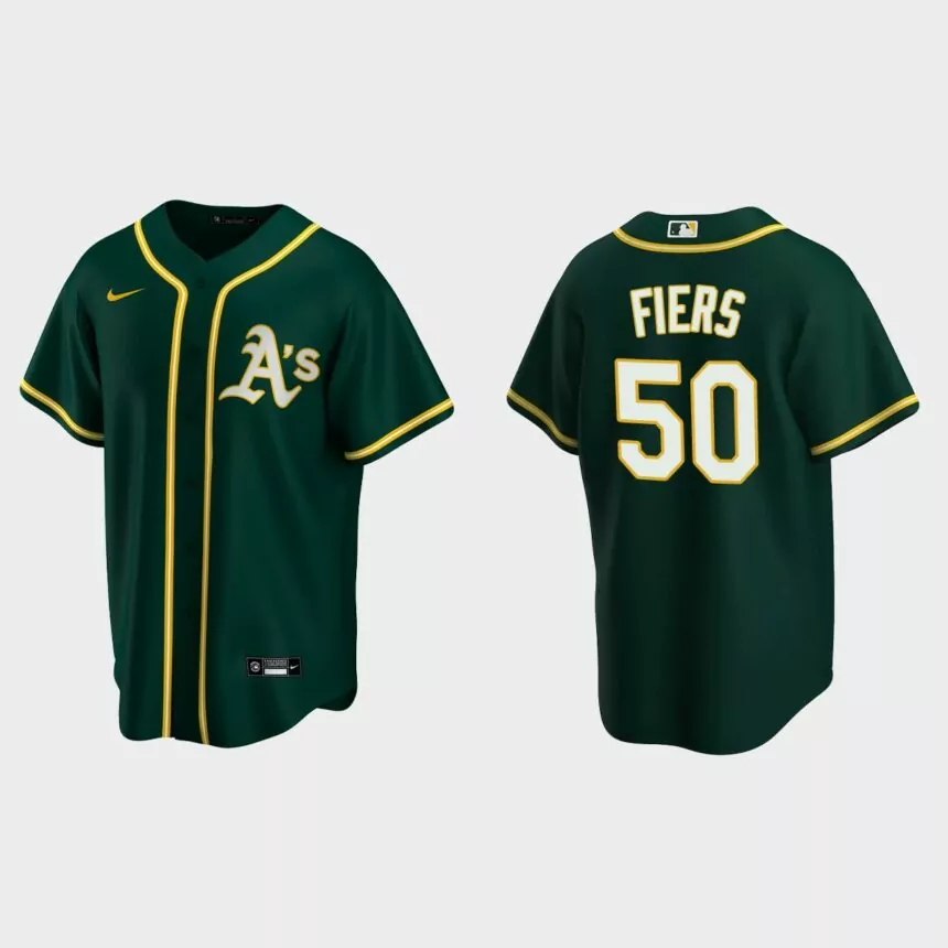 Oakland Athletics #50 Mike Fiers Green 2020 Replica Alternate Jersey