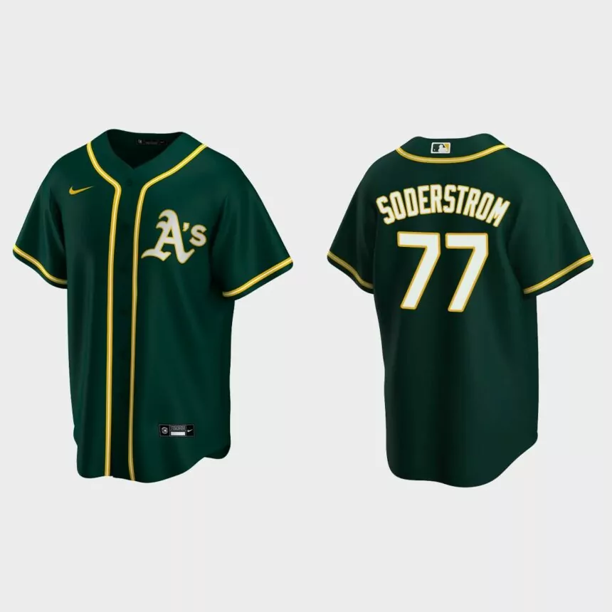 Oakland Athletics #77 Tyler Soderstrom Replica Alternate Jersey – Green