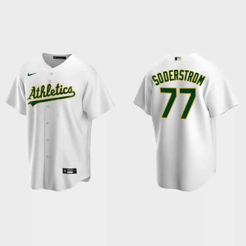 Oakland Athletics #77 Tyler Soderstrom Replica Home Jersey – White