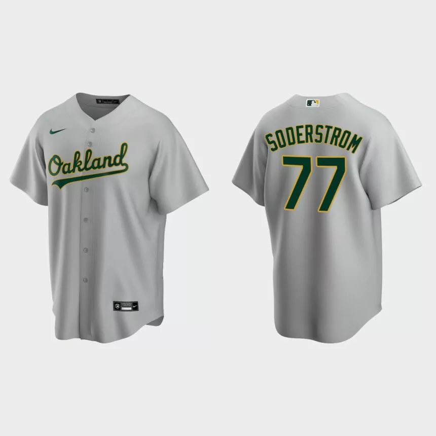 Oakland Athletics #77 Tyler Soderstrom Replica Road Jersey – Gray