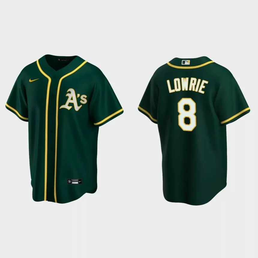Oakland Athletics #8 Jed Lowrie Replica Alternate Jersey – Green