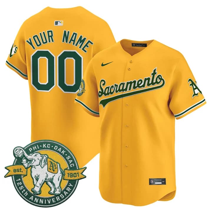 Oakland Athletics 'Sacramento Edition' Vapor Premier Limited Custom Jersey - 125th Anniversary Patch - All Stitched