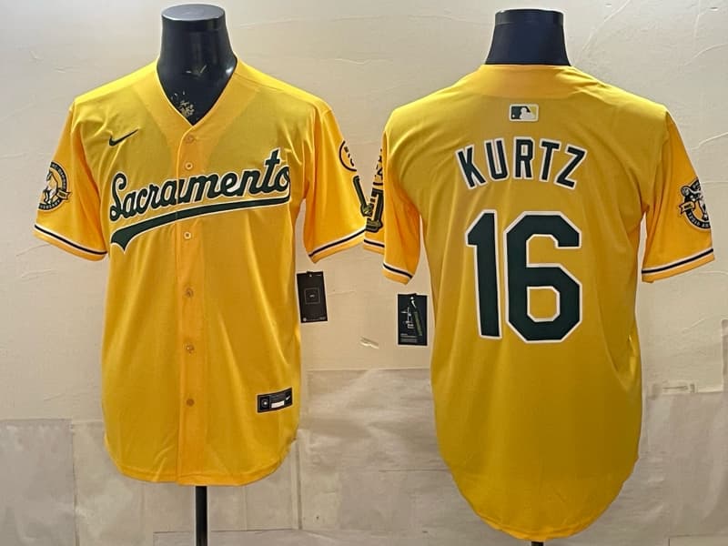 Oakland Athletics 'Sacramento Edition' Vapor Premier Limited Jersey - 125th Anniversary Patch - All Stitched Nick Kurtz  16