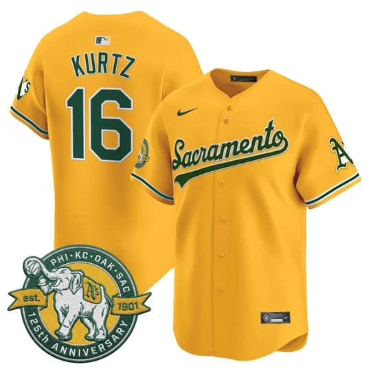 Oakland Athletics 'Sacramento Edition' Vapor Premier Limited Jersey - 125th Anniversary Patch - All Stitched Nick Kurtz 16