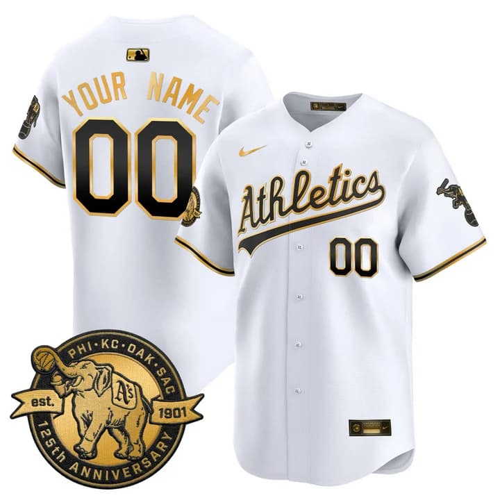 Oakland Athletics 125th Anniversary  Patch Vapor Premier Limited Custom Jersey - All Stitched