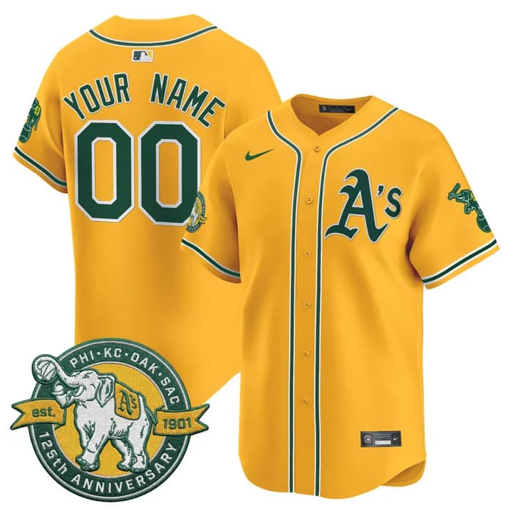 Oakland Athletics 125th Anniversary Patch Vapor Premier Limited Custom Jersey    - All Stitched