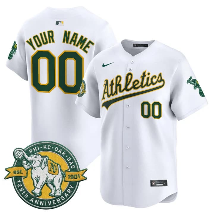 Oakland Athletics 125th Anniversary Patch Vapor Premier Limited Custom Jersey   - All Stitched
