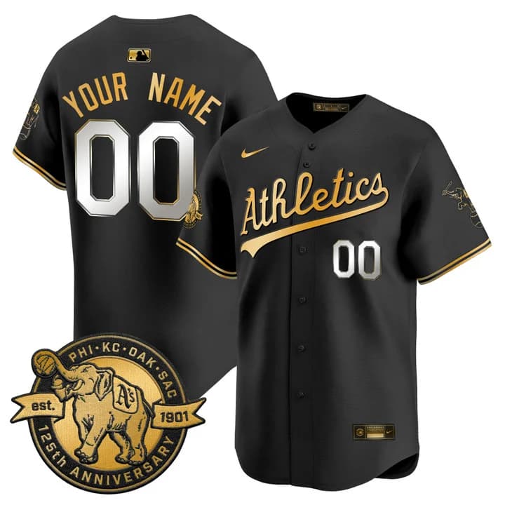 Oakland Athletics 125th Anniversary Patch Vapor Premier Limited Custom Jersey - All Stitched