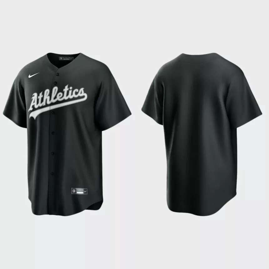 Oakland Athletics 2021 All Black Fashion Replica Jersey – Black White