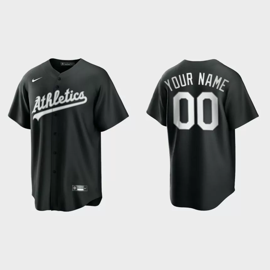 Oakland Athletics Custom 2021 All Black Fashion Replica Jersey – Black White