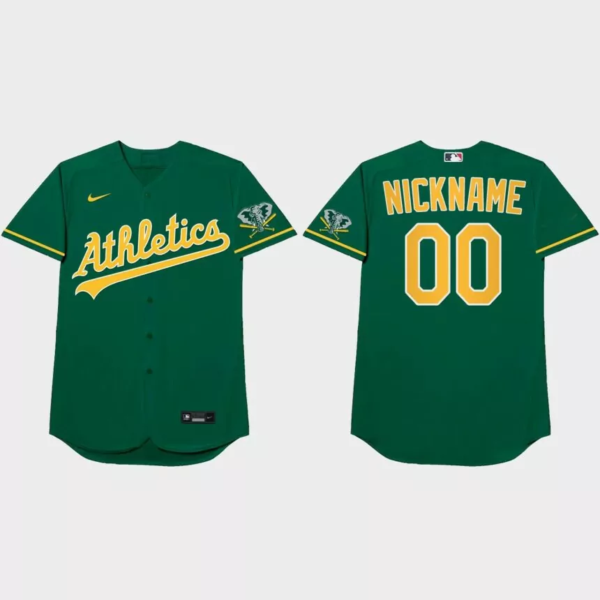 Oakland Athletics Custom 2021 Players’ Weekend Nickname Jersey – Green