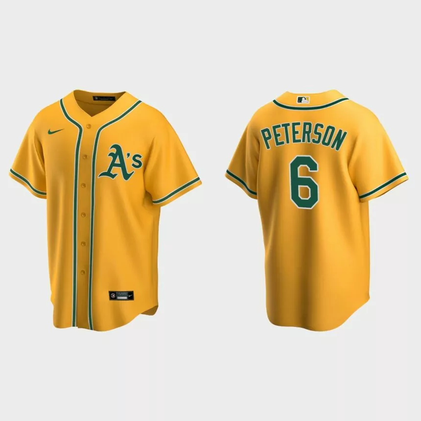 Oakland Athletics Jace Peterson Replica Alternate Jersey – Gold