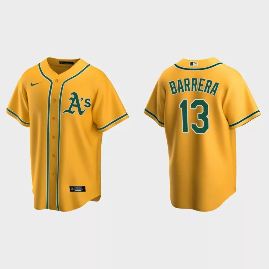 Oakland Athletics Luis Barrera Replica Alternate Jersey – Gold