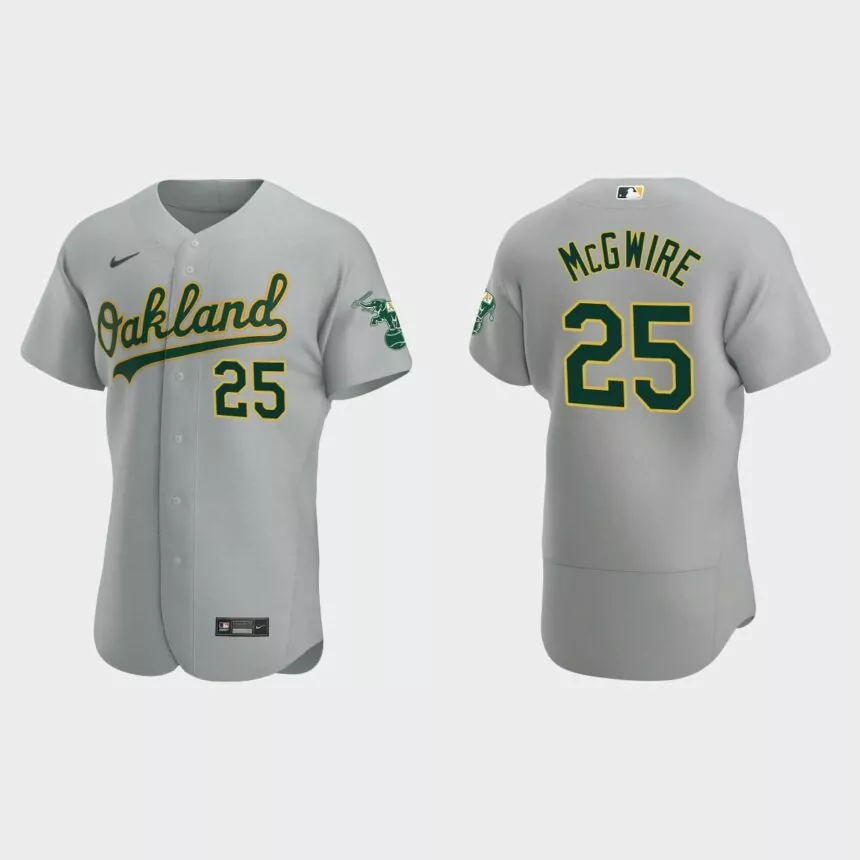 Oakland Athletics Mark McGwire #25 Gray Authentic Road Jersey
