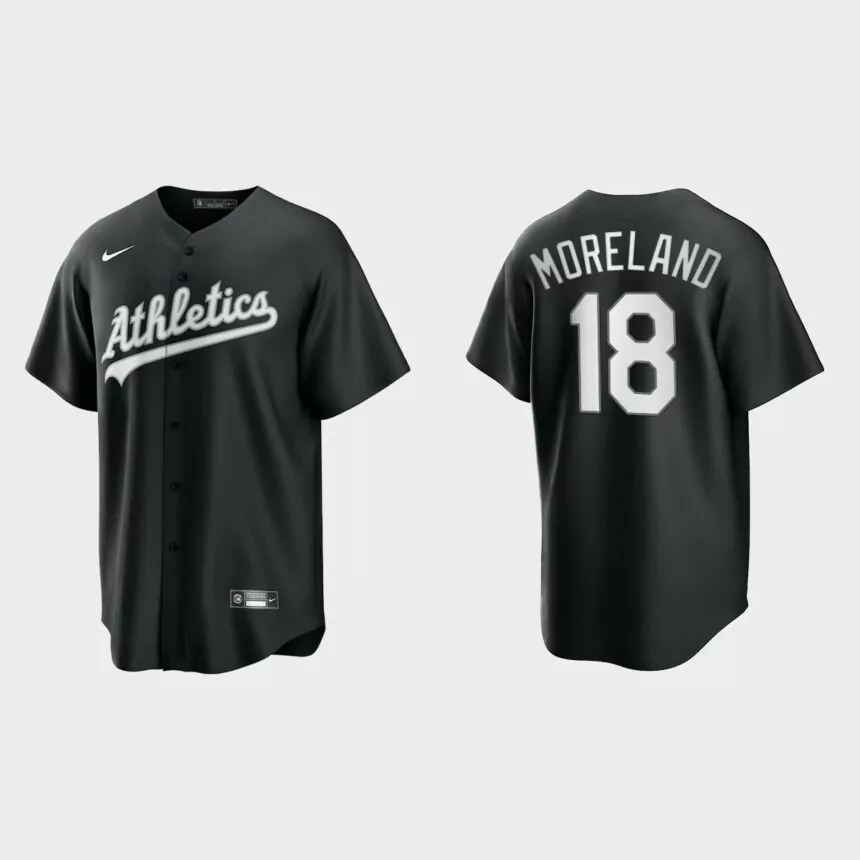 Oakland Athletics Mitch Moreland 2021 All Black Fashion Replica Jersey – Black White