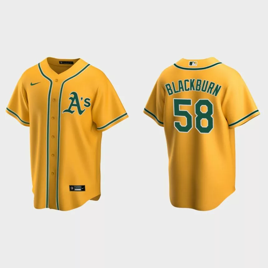 Oakland Athletics Paul Blackburn Replica Alternate Jersey – Gold