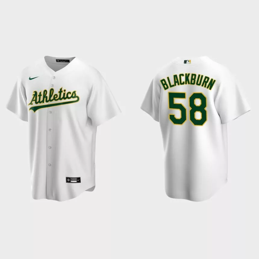 Oakland Athletics Paul Blackburn Replica Home Jersey – White