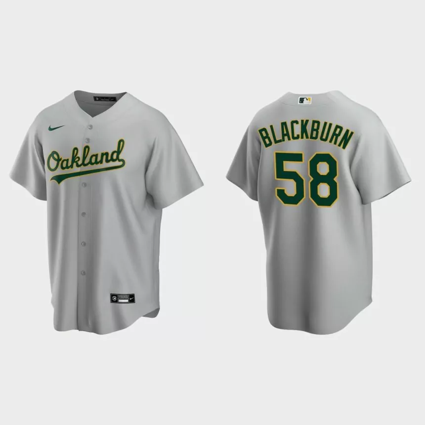 Oakland Athletics Paul Blackburn Replica Road Jersey – Gray