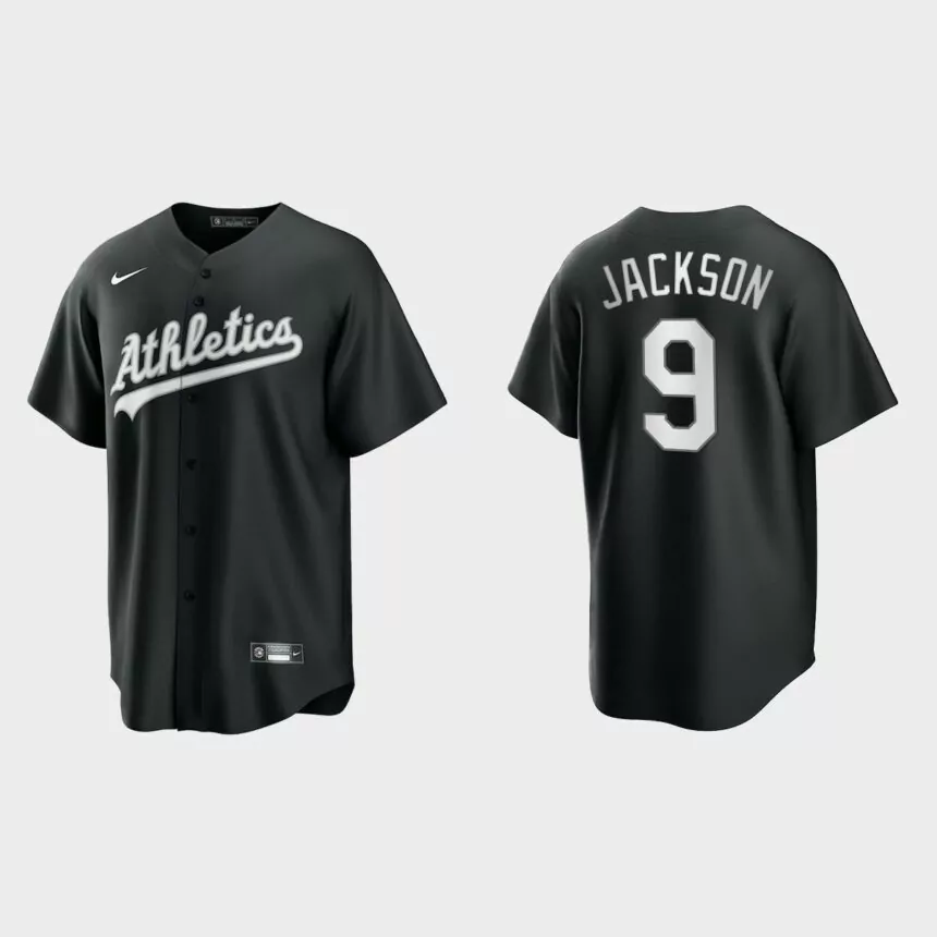 Oakland Athletics Reggie Jackson 2021 All Black Fashion Replica Jersey – Black White