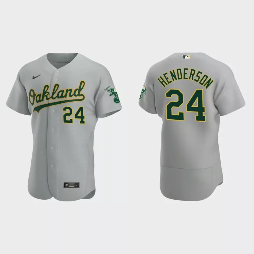 Oakland Athletics Rickey Henderson #24 Gray Authentic Road Jersey
