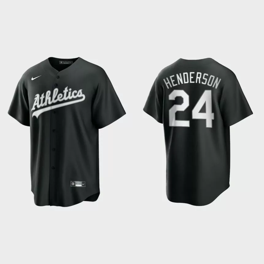Oakland Athletics Rickey Henderson 2021 All Black Fashion Replica Jersey – Black White